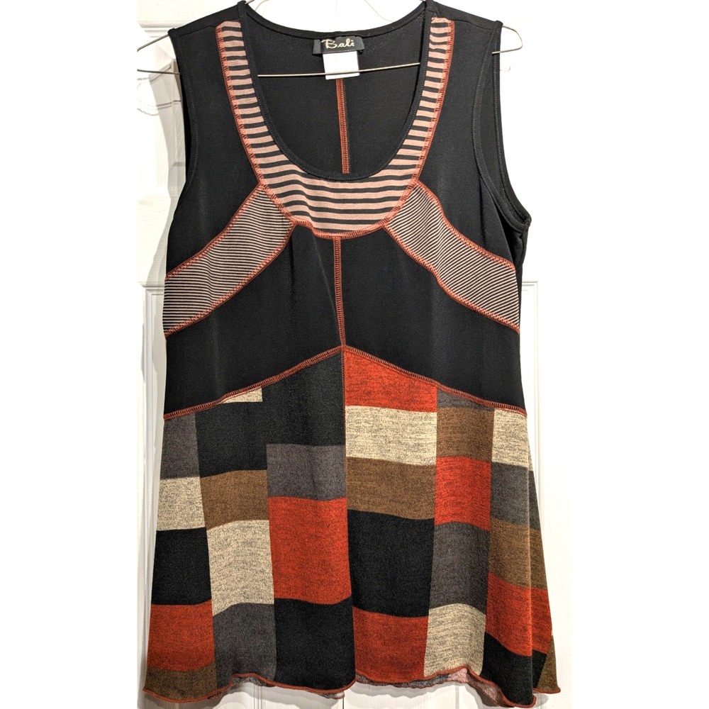 Bali Dress Womens Large Black Red Patchwork Sleeveless Tunic Boho‎ Canada 4844